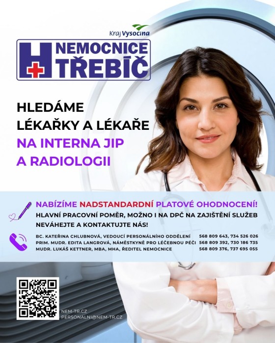 Hledáme lékařky a lékaře na INTERNÍ JIP a RADIOLOGII Hledáme lékařky a lékaře na INTERNÍ JIP a RADIOLOGII